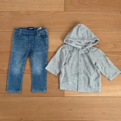 デニムパンツ　パーカー　セット