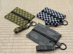 【リング付きポーチ（中）３点セット】【キーホルダーのおまけ付】【再出品なし】畳縁のサムネイル