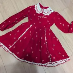 ★値下げ★mezzo piano 赤い花柄刺繍 ワンピース 長袖