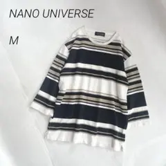 NANOUNIVERSE クルーネックボーダーカットソー　リブ　長袖　七分袖のサムネイル