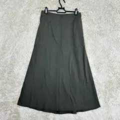 UNIQLO リネン混フレアスカート L カーキ