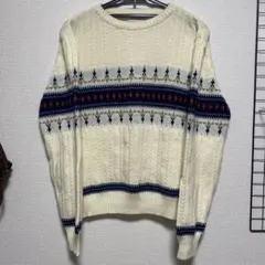 アイボリー ケーブルニットセーター 長袖