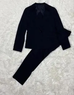 【美品】ANCHOR WOMAN ネイビーストライプ パンツスーツ 洗える　M