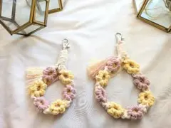 花柄マクラメチャーム親子2個セット【匿名発送】