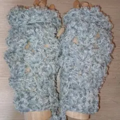 016【あみもの講師作品】手編みハンドウォーマー（ラベル付き）
