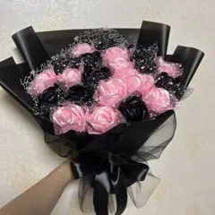 21本ピンク黒バラブーケ プレゼント お祝い 枯れない花 永生薔薇　特別な人へ