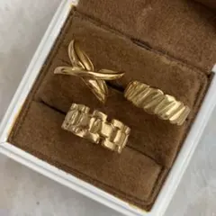 3点セット　リング　チェーン　指輪　ゴールド　ステンレス　まとめ割　お洒落