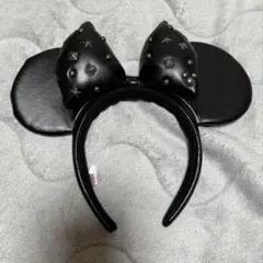 スタッズ付き黒ミッキー風カチューシャ