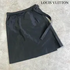 LOUIS VUITTON ルイ ヴィトン ベルト付き ひざ丈 巻きスカート 黒のサムネイル