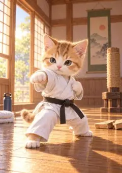 朝稽古の小さな空手家｜子猫の道場時間【一点物】