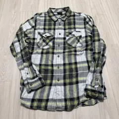 Oakley オークリー　長袖シャツ　チェック　グレー　黄色 L