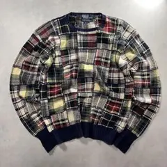 90s Polo by Ralph Lauren パッチワーク ハンドニット
