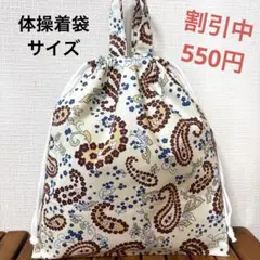 1056【おまとめ割不可】ペイズリー柄体操着袋