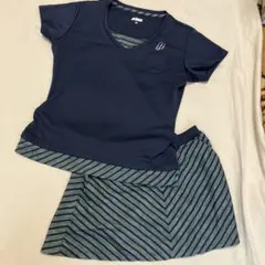 美品Prince テニスウェア 上下セット ネイビー レディースLサイズ
