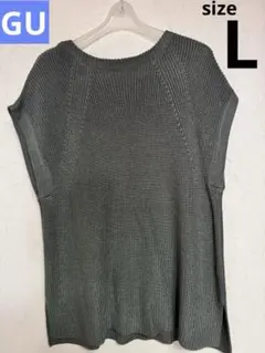 GU ウォッシャブル フレンチスリーブセーター L オリーブ
