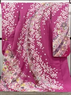 振袖 絞り加工 金彩 銀通し 辻ヶ花 身丈176cm トールサイズ HKT141