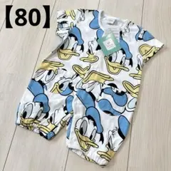 【新品】　ドナルド　ロンパース 80cm ディズニー　総柄　綿100% 半袖