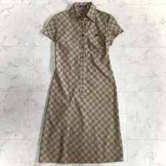 美品 バーバリーブルーレーベル ノバチェック フレンチスリーブ シャツワンピース