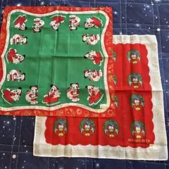 新品　ディズニー ミッキー ドナルド　大判ハンカチ ２枚セット　クリスマス