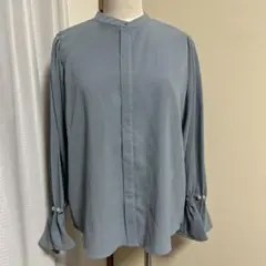 ナチュラルクチュール　シフォン 長袖ブラウス 袖パールボタン