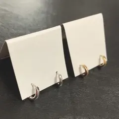 【新品】シルバー ゴールド フープピアス2個セット シンプル ワンタッチ