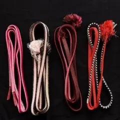 【帯締め4本セット】赤・ピンク・ブラウン系 房付き 和装小物 上品デザイン