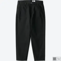 ユニクロUワイドフィットテパードブラックデニムブラックジーンズ W35 17AW