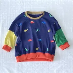 ハンドメイド　子供服　恐竜　カラフル　長袖　スラッシュフーディ　90サイズ