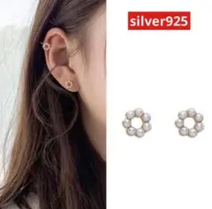silver925 ピアス ミニサークル パール 真珠 上品  アレルギー対応