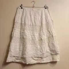 STUDIO WEST 100%コットン ホワイト フレアスカート L 海外古着