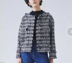 LANVIN en Blueノーカラーツイードジャケット サイズ38