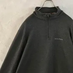ヴィンテージ　スウェット　ハーフジップ　刺繍ロゴ　シンプル　XL相当　IW13