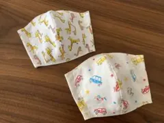 【送料無料】ハンドメイドマスク　布マスク　子供用　キリンと車　2枚セット