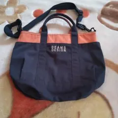 BEAMS DESIGN ショルダーバッグ ネイビー/オレンジ