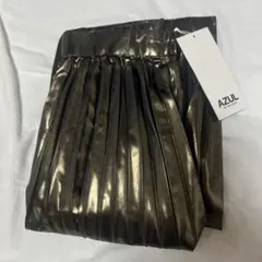 AZUL BY MOUSSY メタリックプリーツスカート ゴールド F
