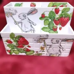 デコパージュ ♪可愛いうさぎといちごのティッシュペーパーボックス
