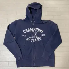 古着　ジップアップ　パーカー　ネイビー　フェード