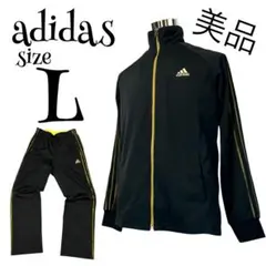 【美品】【L】adidas♡アディダス 黒 金 刺繍ロゴ ジャージ メンズ