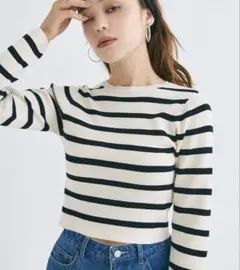 coca クロップド丈ニットトップス　ボーダー