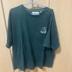 ダークグリーン 刺繍 Tシャツ