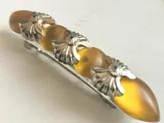 年代物 クリアイエロー黄色系 銀色 個性派 vintageバレッタ