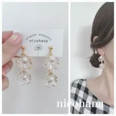 No.444 花びらピアス×ゴールドピアス×フラワーピアス