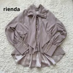rienda ボウタイペプラムブラウス FREE モカ系 ゴールドボタン 長袖のサムネイル