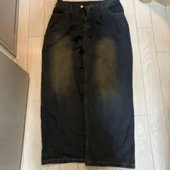 ダークブルーデニム ワイドレッグパンツ