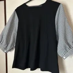 バルーンスリーブTシャツ ギンガムチェック