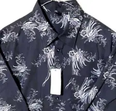 EX XLサイズ 新品 総柄 花柄 草木柄 長袖 デッドストック柄シャツ シャツ