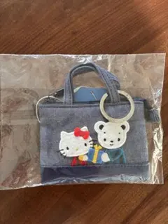 familiar ハローキティコラボ ミニデニムバッグ ポーチ