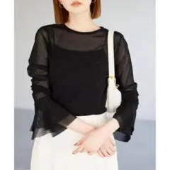 SLOBE IENAラッフルスリーブチュールプルオーバー　美品のサムネイル
