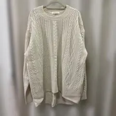 chocol raffine robe アイボリー ケーブル編ロングセーター F