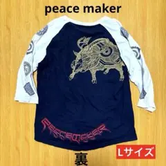【古着】peace maker Tシャツ　メンズ　Lサイズ猪トライバル柄ホルモン